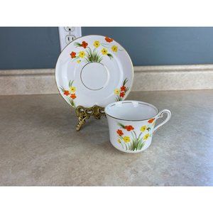 Phoenix Bone China England Painted Flowers Tea Cup And Saucer Set